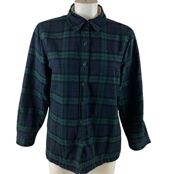 L.L. Bean Tops - LL Bean Women’s Cozy Fleece Lined Plaid Flannel Shirt Blackwatch Medium R2